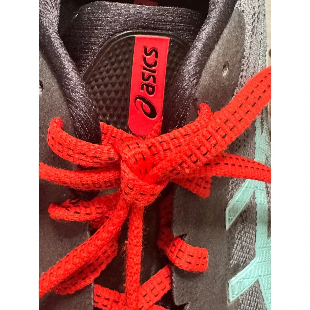 ASICS Novablast 2 Mens 12 Gray Blue Red Good Running Shoes 1011B192 Cushioned